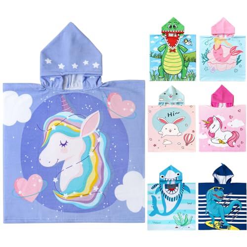 Image of NovForth Kids Beach Towel for Boys Girls, Hooded Bath Towel Wrap, Toddler Pool Towel with Hood