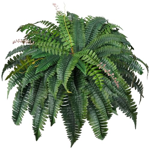 Der Rose 49" Fake Ferns Set of 1 Artificial Boston Ferns Bush Plants with 96 Fronds for Outdoor Home Garden Porch Decor 49''-1Pcs-96 Fronds