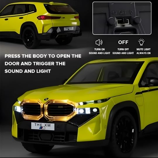 Image of B.M.W XM SUV Scale 1:24 Diecast Model Car | Zinc Alloy Metal Pull Back Die-Cast Car with Openable Doors Sound and Light Indoor Outdoor Toy Car for Kids | Best Gift Toys for Boys & Girls
