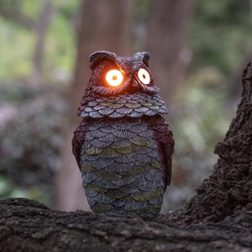 Jy.Cozy Garden Solar Owl Decoy Statue Outdoor Figurine Light Decor Glowing Eyes Spring Mounted Wobblying Head Resin Sculpture Decoration for Home Porch Patio Lawn Farm Yard Housewarming Ornament Gift by Jy.Cozy - Image 7