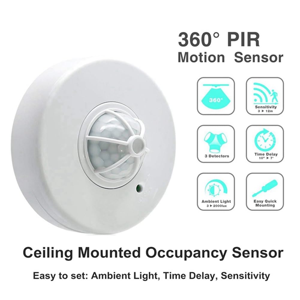 3X 3-12M 360 Gradi Sensore di Occupazione del Soffitto Sensore di Movimento Interruttore Luce Interruttore Sensore di Movimento PIR Alta Sensibilità