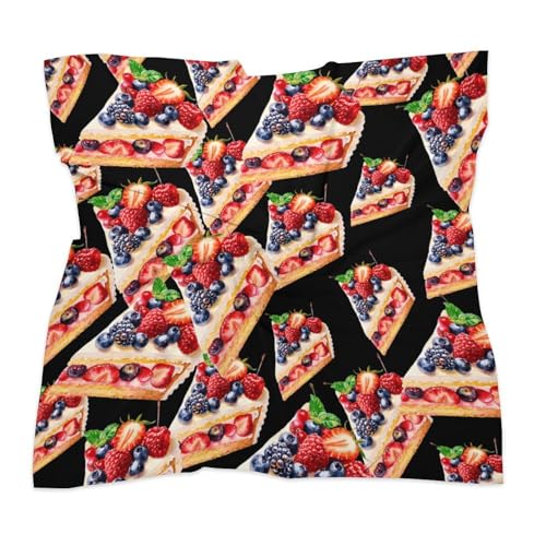 A Piece of Fruit Cake Watercolor Cute Square Hair Scarves Neck Wraps Headscarf Kerchief Bandanas Unisex 18"/25"3
