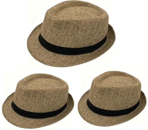 Image of 1920s Men Fedora Hat Cap for Men,Manhattan Hat for 1920s Mens Gatsby Costume Accessories