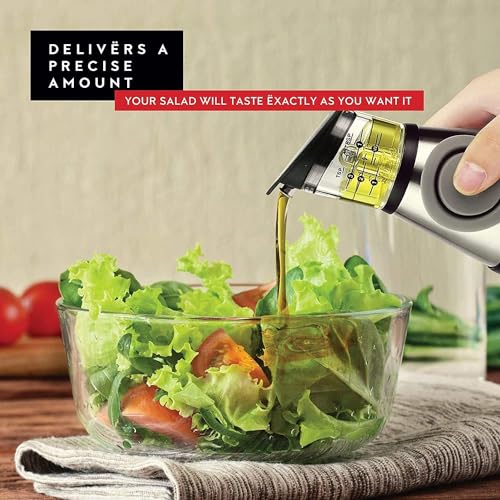 Image of ESPERO Oil Dispenser Bottle, 17oz Olive Oil Dispenser Oil Sprayer, Clear Glass Refillable Oil and Vinegar Dispenser Bottle with Measuring Scale Pump for Kitchen, Cooking, Salads, Baking Frying