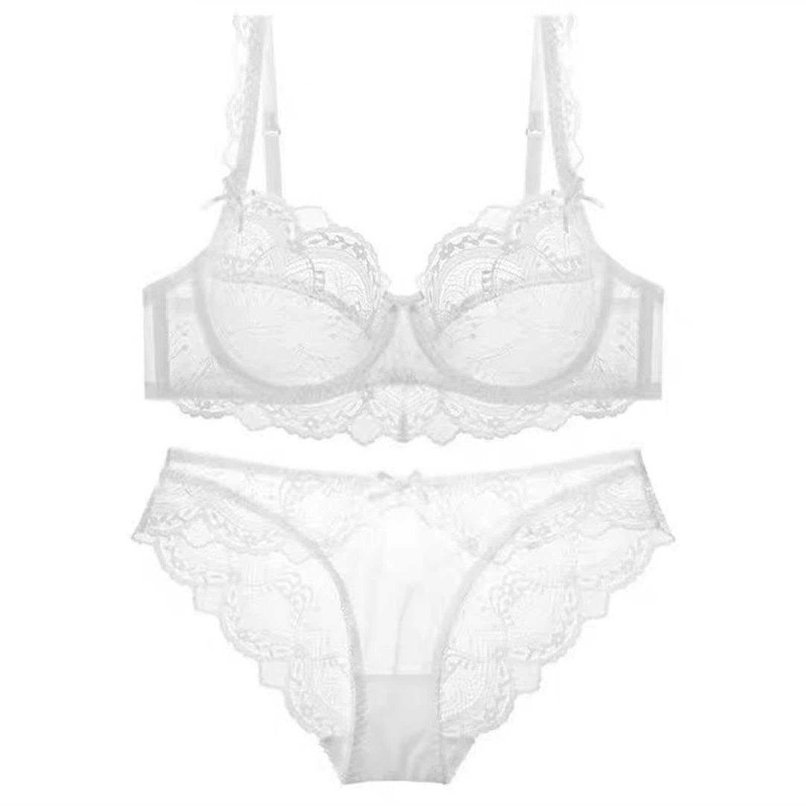 Reggiseni Set Lingerie E Slip in Pizzo, Reggiseno Push-up Puro Sexy, Traspirante Sottile, Taglie Forti -Rosso Anguria-38 85d