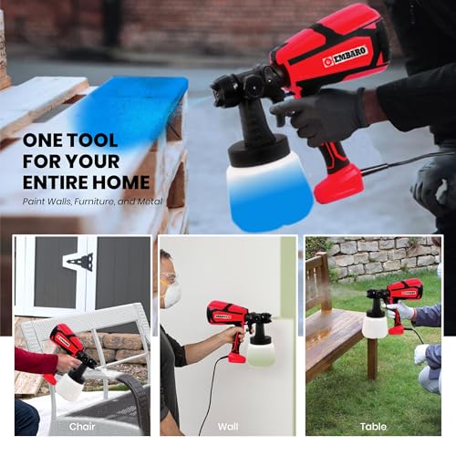 Image of 1200W Electric Paint Sprayer with 1000ml Container, HVLP Spray Gun, 2.5mm Brass Nozzle, 2M Cable & VDE Plug, High Power Paint Sprayer for Walls, Furniture, Wood, Metal, Fence DIY(EM-PS-123)