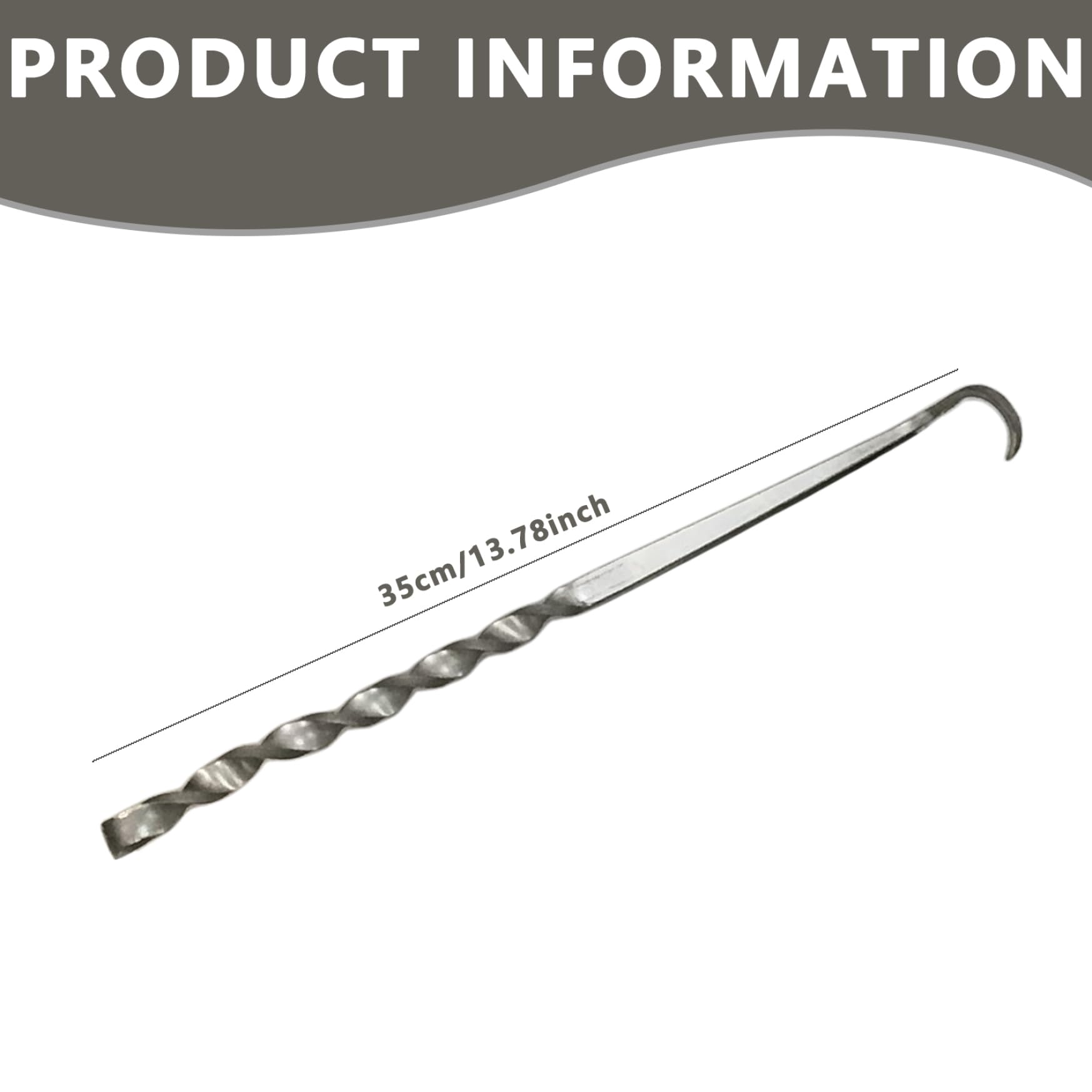 JZLEJC 13.8 Inch Stainless Steel Meat Hook Flipper, BBQ Food Flipper for Grilling, Cooking, Smoking, Easy to Clean BBQ Accessories, Style 1