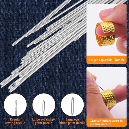 Save 14% on LYNRUI Big Eye Steel Sewing Needles Kit - 37Pcs