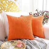 MERNETTE Pack of 2, Corduroy Soft Decorative Square Throw Pillow Cover Cushion Covers Pillowcase, Ho