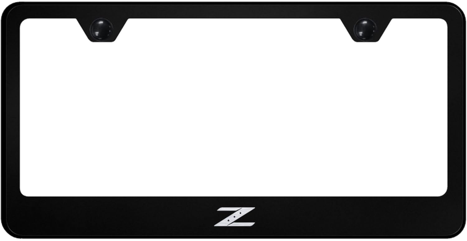 Au-TOMOTIVE GOLD Laser Etched Logo Stainless Steel License Plate Frame for Nissan Z (Brushed Chrome)