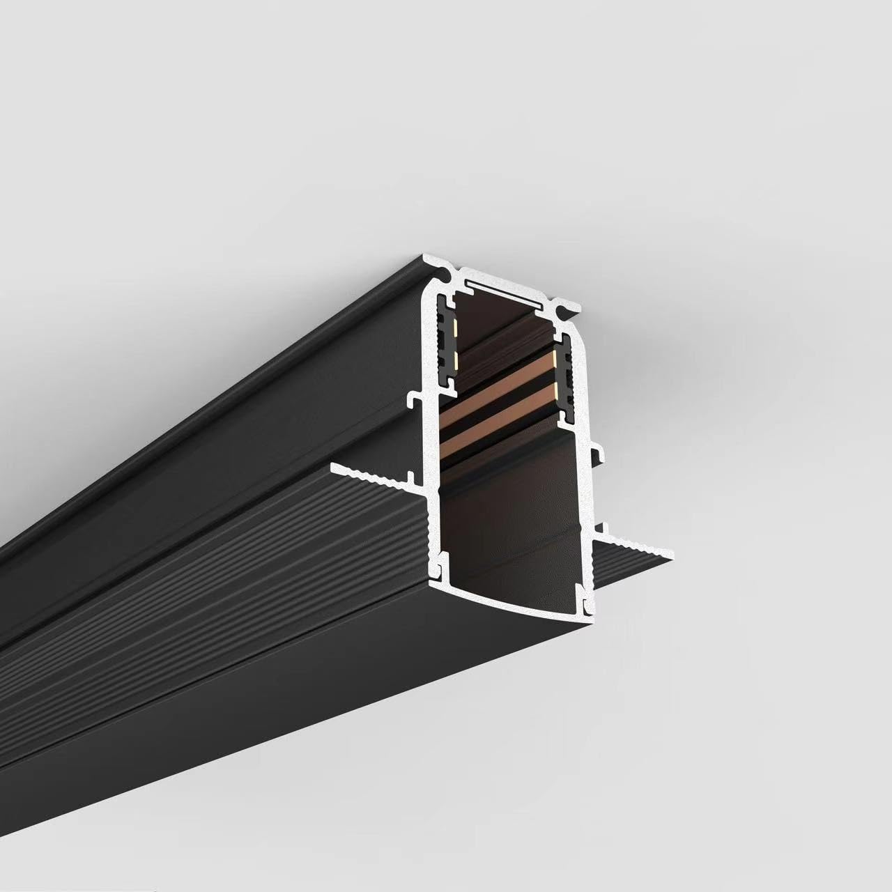 CX3525 4 Wire Recessed Magnetic Light Track for Lighting System, Easy Installation, Aluminum, Adjustable Head, Ideal for Home and Commercial Use (200cm/6.6ft/78.7inch)