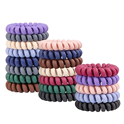 Spiral Hair Ties No Crease, Colorful Coil Hair Ties for Women Phone Cord Hair Ties Elastics Accessories 20pcs (Matte Color)