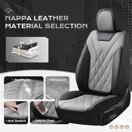 Image of Coverado Car Seat Covers, Front Covers for Cars, Car Seat Cover Front Seats, Automotive Seat Cover, Waterproof, Leather Car Seat Cushion, Universal Interior Covers Seat Protectors for Most Cars