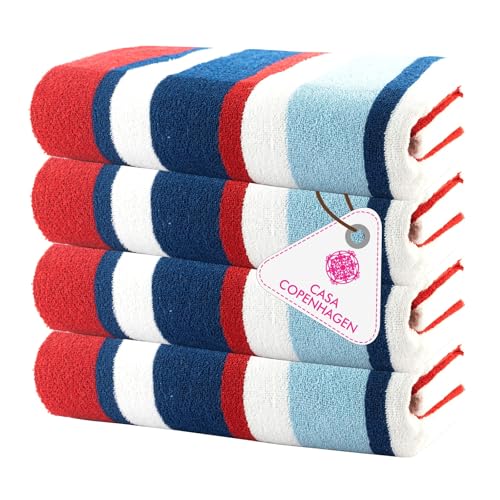 CASA COPENHAGEN Bora Bora Teli da spiaggia disegnati in Danimarca.Ruvido Resistenti e ad asciugatura rapida, per piscina, bagno e doccia. 76 x 152 cm. Set di 4: rosso,