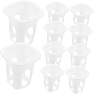 50 Pack White PP Square Net Cup Plant Baskets for Hydroponic Use