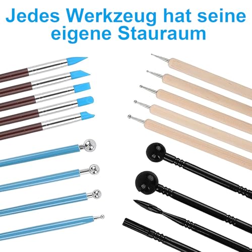 27 Pz Strumenti per Modellare Argilla, Kit Attrezzi da Lavoro, Set di Strumenti per Ceramica e Modellismo, Outils Poterie, Accessori per Artisti e Principianti, con Borsa per Riporre - immagine 4
