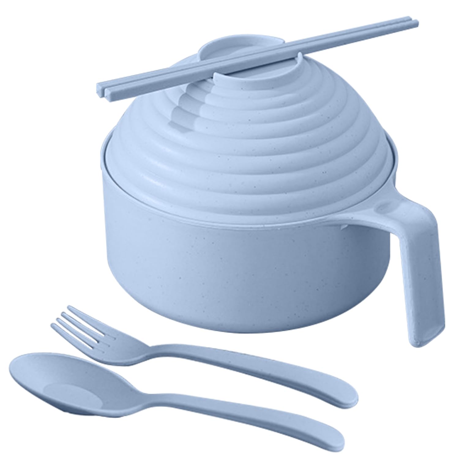 Microwave Ramen Bowl,6-Piece Set Ramen Bowl Set,Ramen Noodle Cooker with Lid and Handle,Ramen Noodles Bowl, Ramen Cooker Microwave,Comes with Spoon And Fork For Home Office Dorm Room (New Blue)