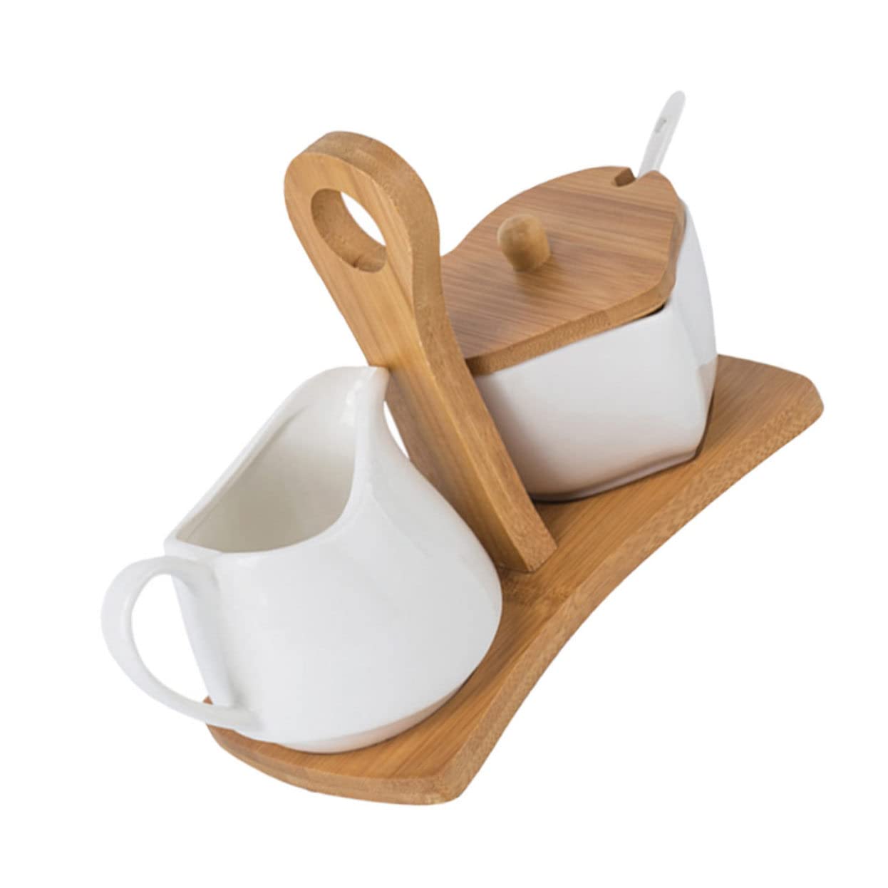 Pot Céramique Blanc Cuisine Rangement Assaisonnement Bois