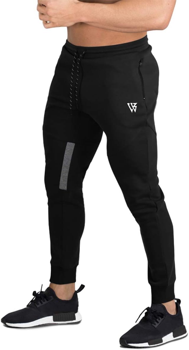 Mens Breathable Tracksuit Bottoms, Slim Fit Gym Running Trousers Jogging Joggers Bottoms Activewear Sweat Pants
