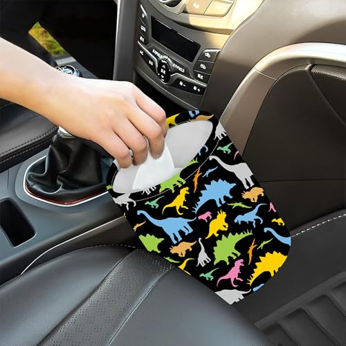 Image of Car Garbage Bag Colorful Dinosaurs Mini Car Trash Bin Portable Collapsible Waterproof Rubbish Bag for Car Accessories Back Front Seat Cup Holder