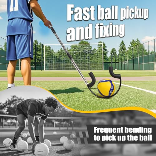 Image of AugFir Volleyball Spike Trainer, Adjustable Length 55 inch-71 inch Volleyball Hitting Trainer, Double Arc Protection Quick Pickup Volleyball Training Equipment (B&S)