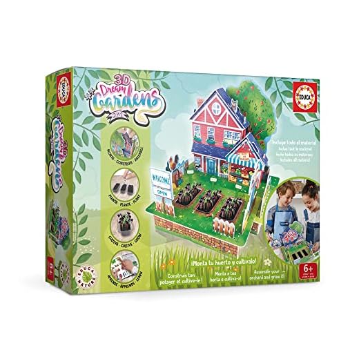 Educa - 3D Dream Garden 2in1 Huerto | Construye con Piezas de cartón a Todo Color Este Maravilloso huerto y cultiva tu Propio jardín en casa | A Partir de 5 años (19470)