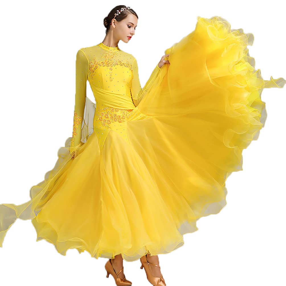 Abiti da Ballo Standard Nazionali per Donne Moderno Competizione Vestito Sala da Ballo Gonna Elastica Prestazioni del Valzer Tango Costumi Grande Swing Tulle