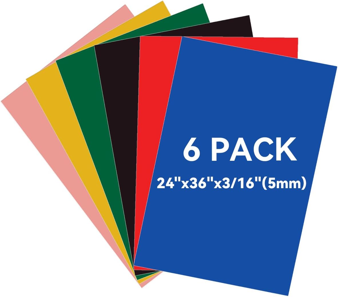 6PACK Foam Board Bright Color 24x36×3/16 inches,5MM Poster Board for DIY Project, Double Sided, Rigid, Sign Board Foamboard for Crafts, Art, Display Use