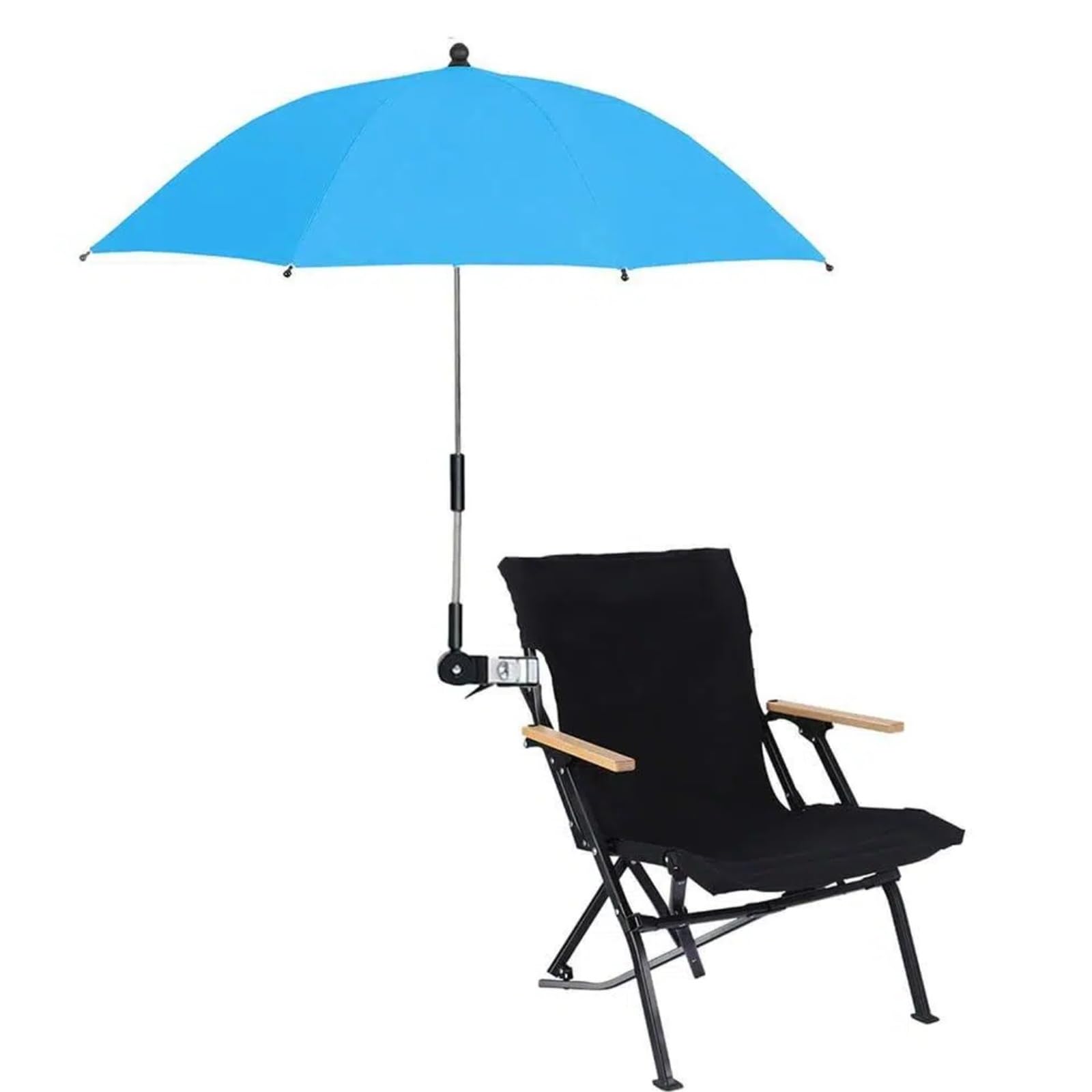 Portable Chair Umbrella with Clamp, Clip On Parasol for Beach Chairs, Garden, Patio, Stroller or Wheelchairs, UV Protection Sun Shade (Blue)