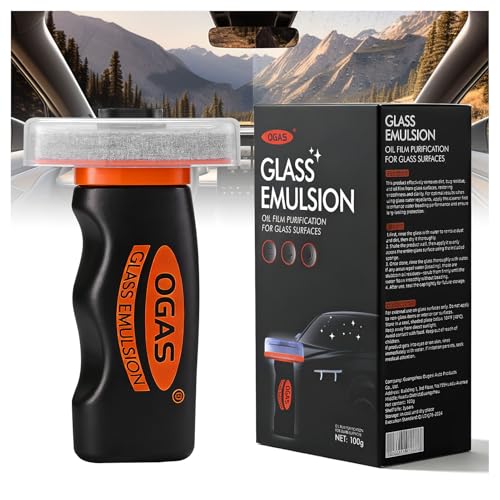 ieribr Car Glass Cleaner & Oil Film Remover Handheld Windshield Cleaner Tool Automotive Window Emulsion with Built-in Sponge Brush Heavy Duty Water Spot & Stain Remover for Clear Vision