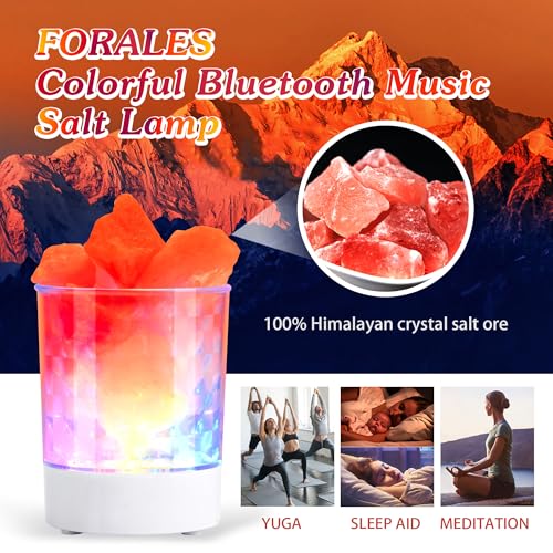Image of Himalayan Music Salt Lamp, Natural Crystal Salt Rock Lamp, Colorful Night Lights with Dimmer Sleep Aid, Aromatherapy Decompression, Music Light Gift for Loved Ones