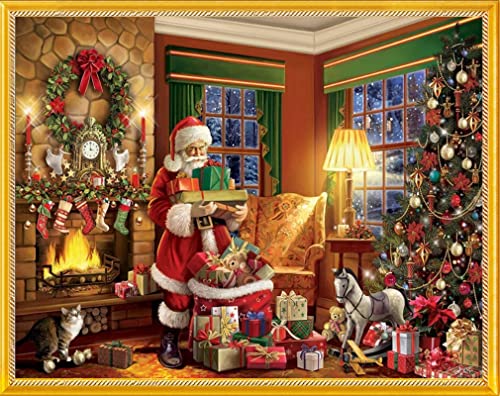 Foxdiviy Stamped Cross Stitch Kits Full Range Of Embroidery Needlework Starter Kits For Beginners Adults 11Ct Embroidery Patterns Art Crafts Diy Needlepoint Kits-Santa Claus 17.7×23.2 Inch #TOP2