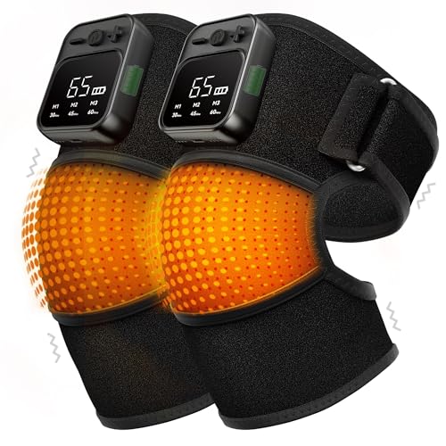 KlugPop Knee Massager with Heat for Pain Relief V5.0[2026 Upgraded] - Electric Cordless Heated Knee Brace with 6 Heat Levels and 3 Vibration Massage Mode, for Men Women (Black, 2-Pack)