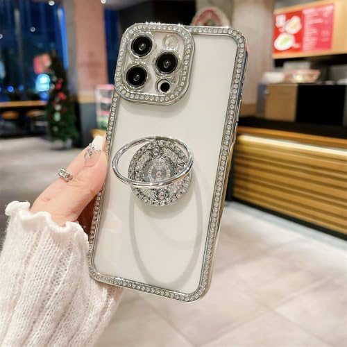 Coque iPhone 15ProMax paillettes avec support pour vidéos mains libres