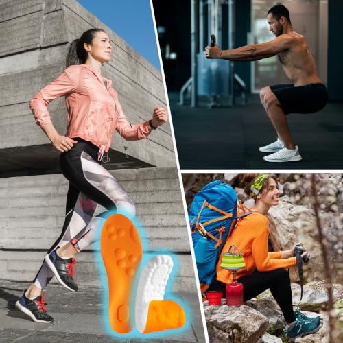 Image of 4D Cloud Steppers Insoles for Men and Women - Shock Absorption Inserts, Soft Anti-Fatigue, Memory Foam Insoles for Shoes, Boots & Sneakers (Orange, Men: US 4-7 / Women: US 5-8.5)