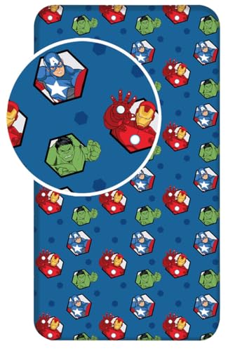 Marvel Avengers - Drap-housse Iron Man Hulk Captain America - Pour lit simple - 90 x 200 cm + 25 cm - 100 % coton