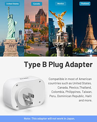 UK to US Plug Adaptor, VINTAR USA Travel Adapter with 2 USB C 1 USB A Ports, UK to USA Plug Adapter - Image 3
