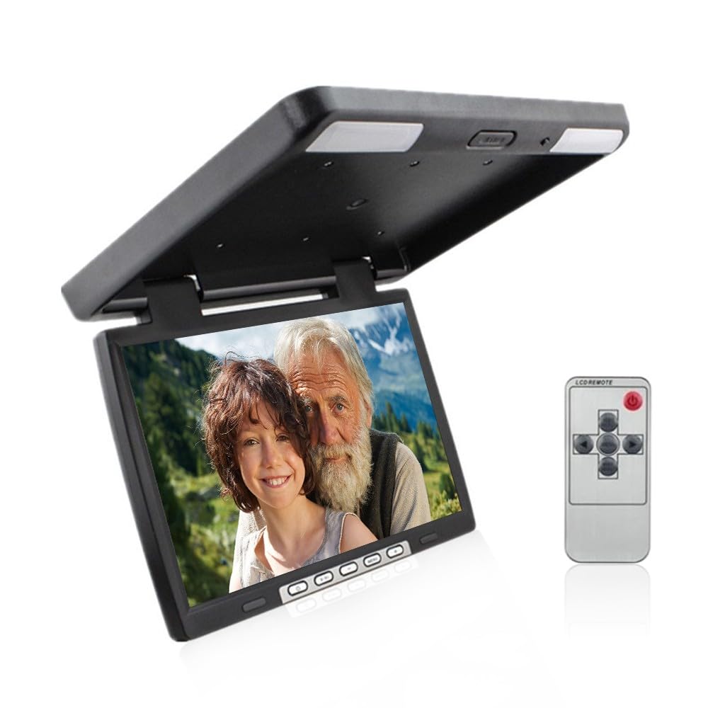 15.4 Pouce Moniteur monté sur Le Toit de la Voiture écran de Plafond Automatique véhicule vidéo HD Rabattable Lecteur multimédia aérien Black