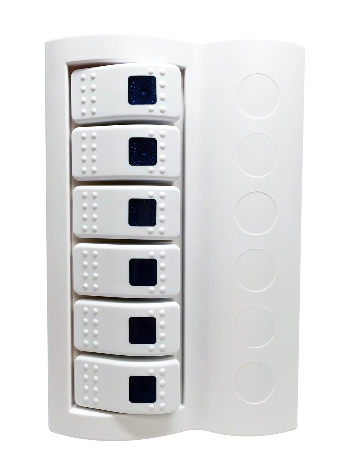 #US Marine Boat Waterproof White Switch Panel Circuit Breaker 6 Gang Blue LED Rocker