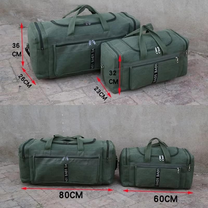 Travel Luggage Bag Gym Handbag Large Capacity Business Trip Sports Portable Multifunction Canvas Luggage Duffel Bags Men's Pack(Green L)3