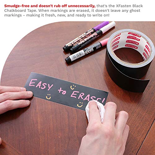 Xfasten Black Chalkboard Tape Removable, 2-Inch X 30-Foot, Black, Smudge Resistant Sticky Chalkboard Label Duct Tape #TOP5