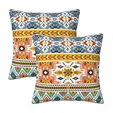 Tamaños: tamaños estándar, 45 x 45 cm y 50 x 50 cm. Puede haber un margen de error de 1 a 2 cm debido al corte y medición manual. 2 fundas de cojín incluidas en el paquete. Los rellenos de almohada no están incluidos.