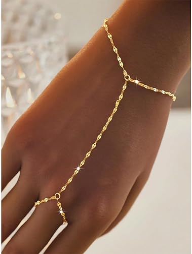 Miniatura 9 de Long tiantian Hand Chain Bracelet Gold Bracelets for Women Link Chain Bracelets Trendy Finger Ring Slave Bracelet Jewelry Gifts