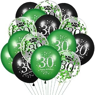 10th Birthday Balloons Green Decorations 15PCs Kid Green Black 10th Happy Birthday Party 12 inch Latex Inflatable Clear Confetti Balloons Supplies for Boys Girls 10 Years Old Anniversary Party Decor