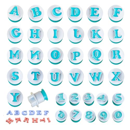 GIDWRIY 36 Piezas Cortadores Letras y Numeros,Moldes Letras y Numeros para Fondant,Cortador de Galletas Letras,Moldes para Hacer Galletas de Formas,Cortadores para Reposteria,Accesorios para Hornear