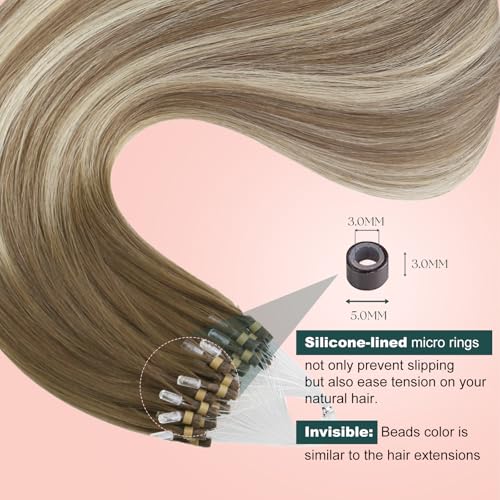 Image of Easyouth 24 Inch Micro Link Hair Extensions Ombre, for Long Straight Hair