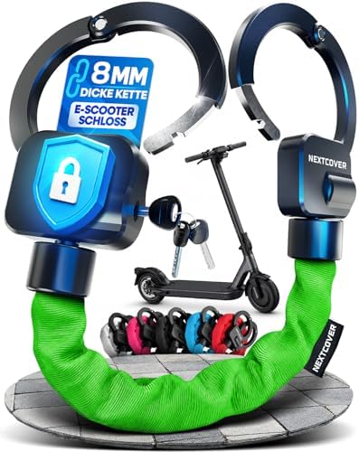 NEXTCOVER® E-Scooter Schloss [Steel-Secure-Technologie] | Handschellenschloss für Roller, eBike | robustes Lock, Kettenschloss | E Scooter Zubehör, E Roller Schloss
