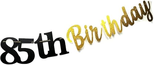 Miniatura 3 de Decoraciones doradas de fiesta de cumpleaños número 85 para hombres y mujeres, guirnalda de purpurina para cumpleaños de 85 años, cartel decorativo
