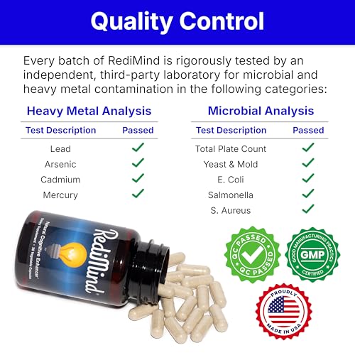 Image of RediMind Natural Cognitive Support and Brain Supplement, Vegan, Gluten-Free