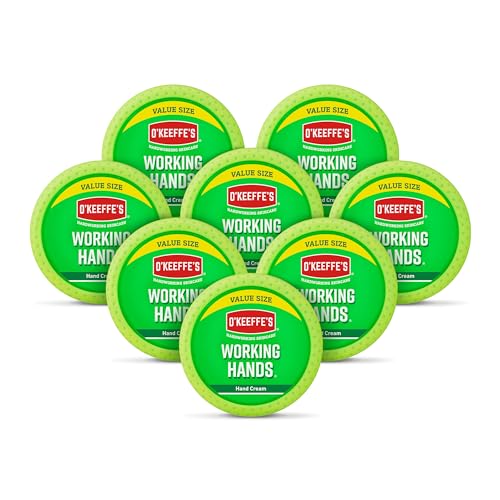 O'Keeffe's Working Hands - Tarro de tamaño económico de 193 g (paquete de 8) – Crema de manos para manos extremadamente secas y agrietadas | Aumenta instantáneamente los niveles de humedad, crea una
